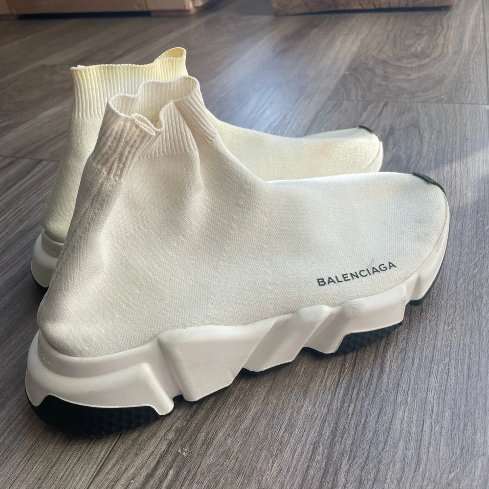 Balenciaga Cream Sock Sneakers - Picture 1 of 7